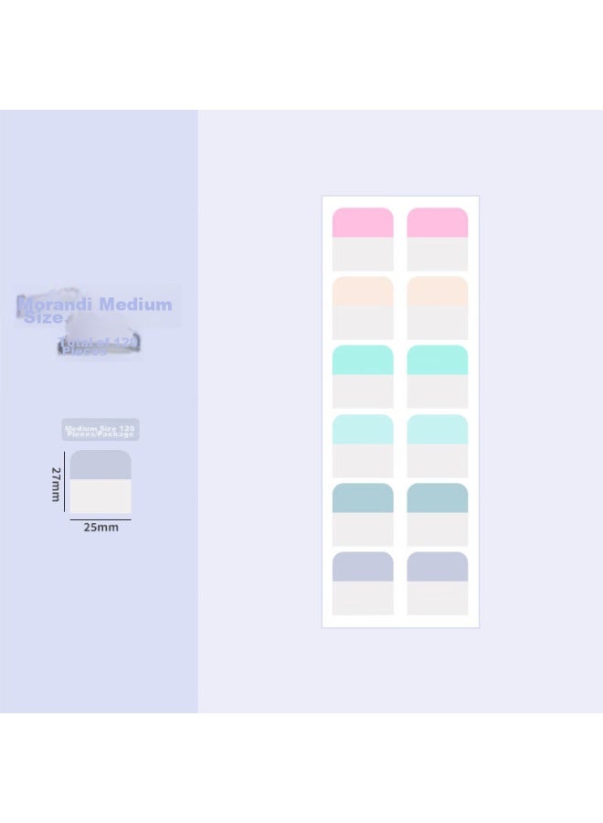 Simaa Morandi Color Index Label Stickers, 120 Pieces, Fluorescent Film Sticky Notes, Tear-off Waterproof Fluorescent Markers, Student Loose-leaf Index Stickers, Morandi Color Medium Size - Image 2