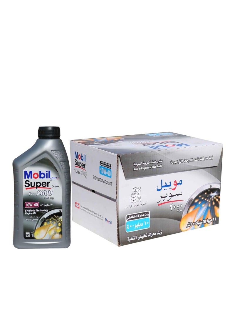 موبيل سوبر 2000 10W-40 – زيت محرك تخليقي لحماية قوية وأداء يدوم / كرتون ( 12  عبوة * ١لتر ) - Image 1