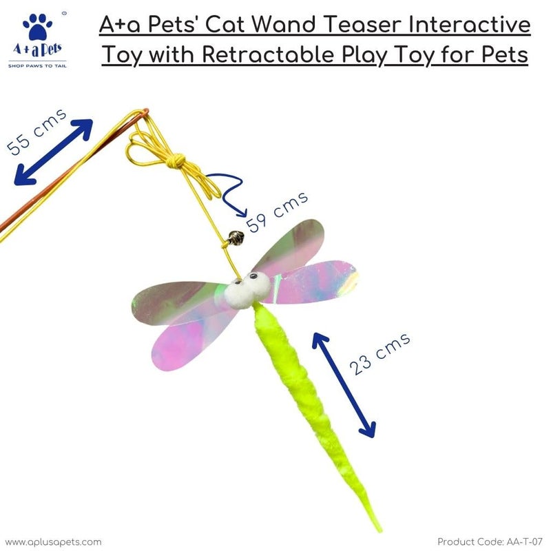 A+a Pets ' Cat Wand Teaser Interactive Toy with Feather Tail Play Toy for Cats, Puppies, and Small Animals (Caterpillar) - Image 3