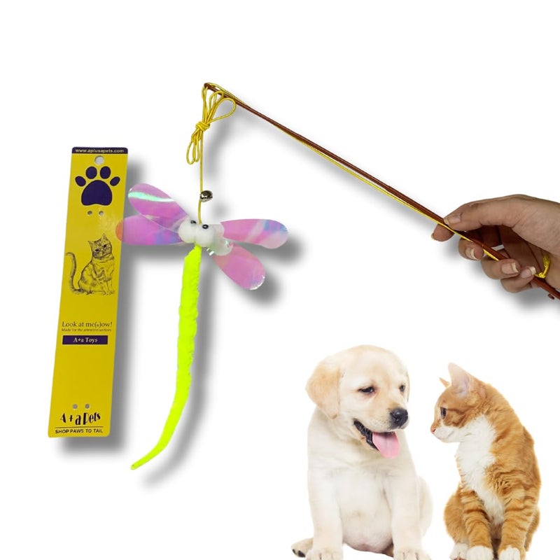 A+a Pets ' Cat Wand Teaser Interactive Toy with Feather Tail Play Toy for Cats, Puppies, and Small Animals (Caterpillar) - Image 1