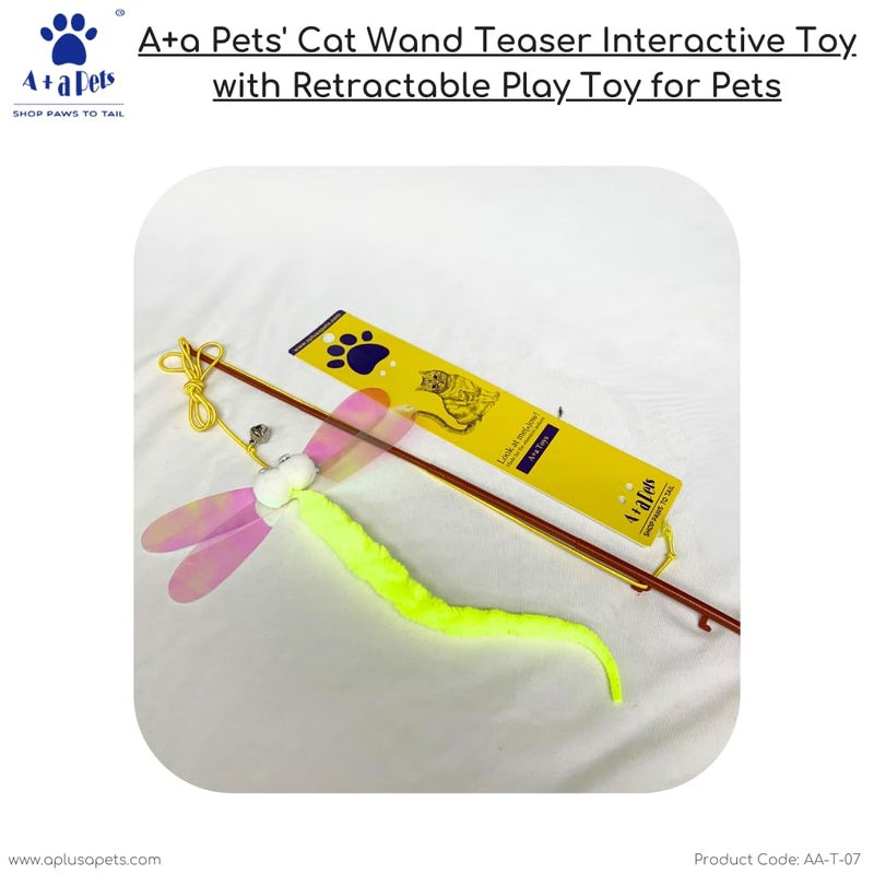 A+a Pets ' Cat Wand Teaser Interactive Toy with Feather Tail Play Toy for Cats, Puppies, and Small Animals (Caterpillar) - Image 4