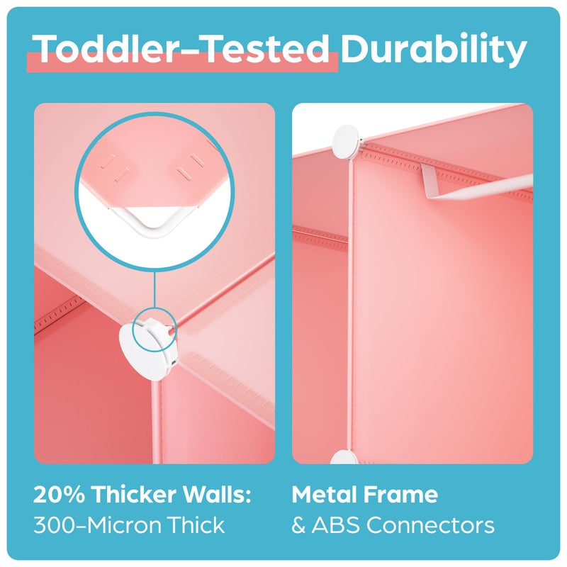 CUBEDIY Baby Closet Organizer for Nursery - Durable Baby Wardrobe Armoire for Closet - Customizable Dresser Shelves - Waterproof Shelf Clothes Organizer w/Wall Fixation (Pink) - Image 3