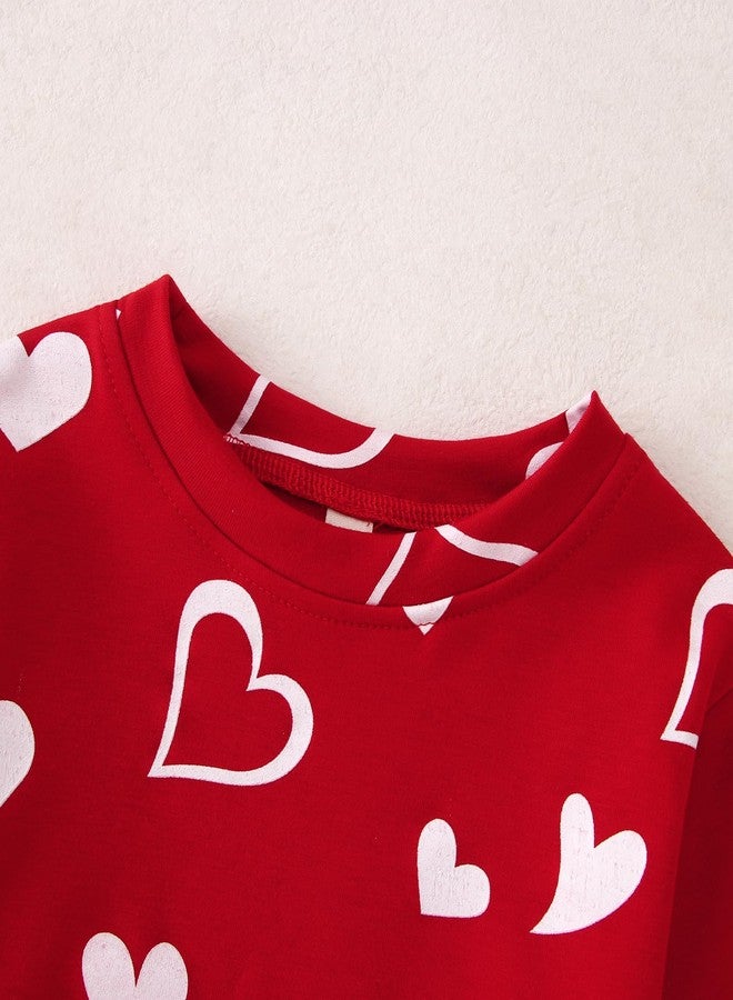 KEKEMI Kid Toddler Girls Valentine's Day Outfits Love Heart Sweatshirt Cute Cat Shirt Pants Set Holiday Clothes Set 2Pcs 2-9Y(Red,8T) - Image 5