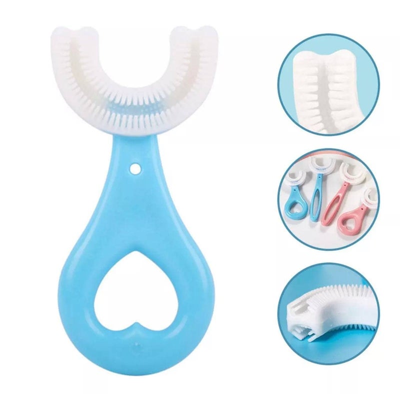 U Shaped Kids Toothbrush for Kids 3-5 Years Children U Shape Toothbrush Baby Brush Teeth Cleaner Silicone Tooth Brush Head 360 Degree Cleansing Infant Toothbrush (Multicolor) (2 Pcs) - Image 2