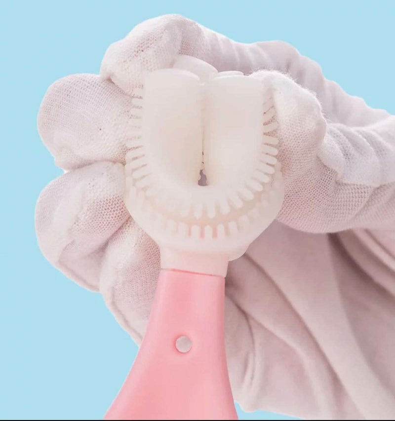 U Shaped Kids Toothbrush for Kids 3-5 Years Children U Shape Toothbrush Baby Brush Teeth Cleaner Silicone Tooth Brush Head 360 Degree Cleansing Infant Toothbrush (Multicolor) (2 Pcs) - Image 3