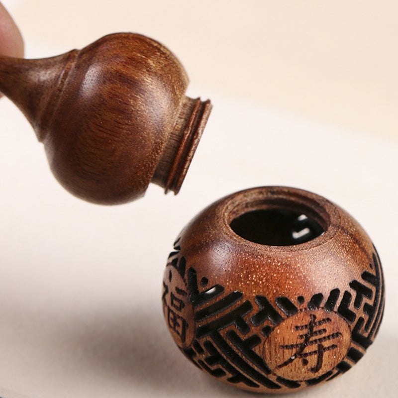 Gourds, Aroma Diffuser with Carved Wood Design, Retro Style Home Decor - Image 4