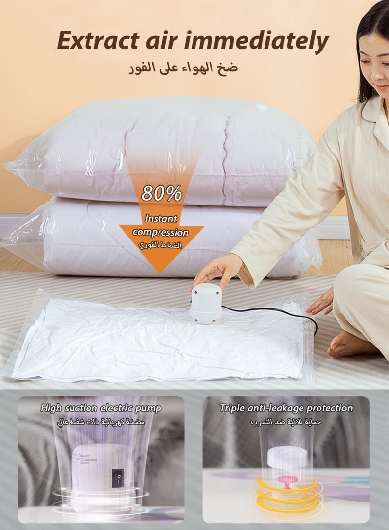 Jourvent Premium Vacuum Storage Bags with Electric Pump, 12 Pack (3 King, 3 Large, 3 Medium, 3 Small), Reusable Space Saver Bags for Clothes, Mattresses, Blankets, Duvets, Pillows, Comforters, Quilts, Travel - Image 5