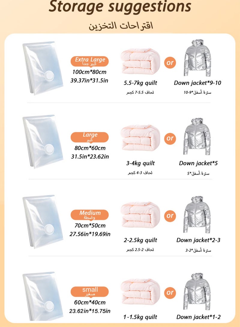 Jourvent Premium Vacuum Storage Bags with Electric Pump, 12 Pack (3 King, 3 Large, 3 Medium, 3 Small), Reusable Space Saver Bags for Clothes, Mattresses, Blankets, Duvets, Pillows, Comforters, Quilts, Travel - Image 3