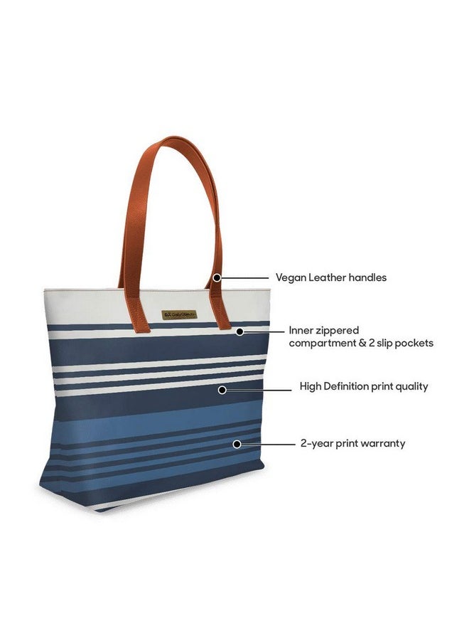 DailyObjects DailyObjects Women's Latest Tote Bag | Spacious, Stylish, Sturdy Canvas Handbag with Zip closure and Laptop Compatibility | Handcrafted Ladies Shoulder Purse For Daily & Office Use (Multicolor)  - Image 4