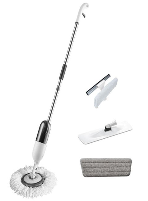 Rotating Head Flat Mop With 2 Reusable Microfiber Round and Flat Mop