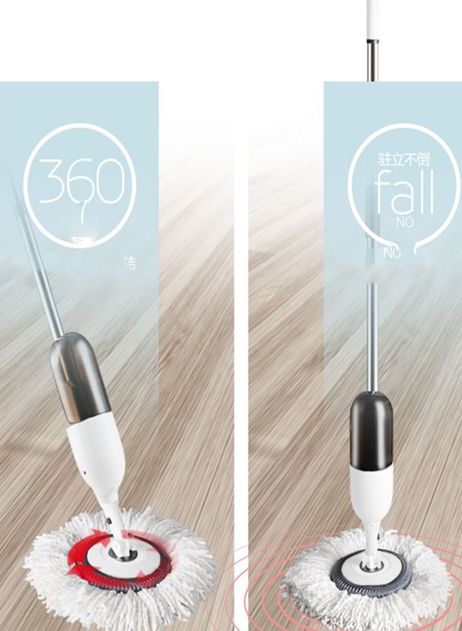 Rotating Head Flat Mop With 2 Reusable Microfiber Round and Flat Mop