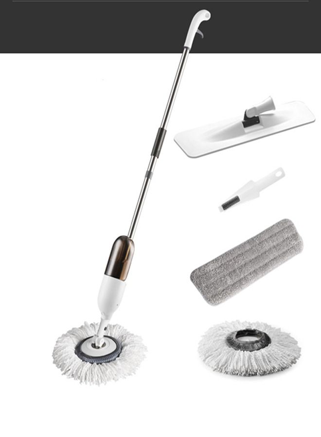 Rotating Head Flat Mop With 2 Reusable Microfiber Round and Flat Mop