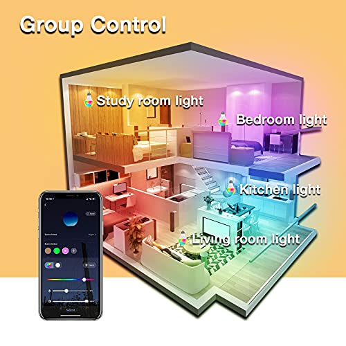 DAYBETTER Smart Light Bulbs, RGBCW Wi-Fi Color Changing Led Bulbs Compatible with Alexa & Google Home Assistant, A19 E26 9W 800LM Multicolor Bulb, No Hub Required, 6 Pack - Image 5