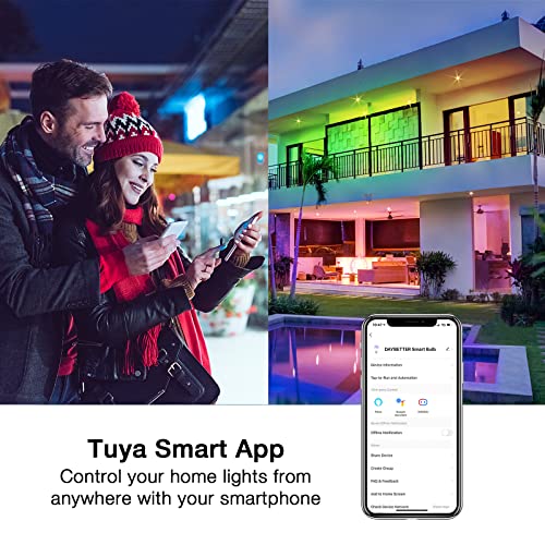 DAYBETTER Smart Light Bulbs, RGBCW Wi-Fi Color Changing Led Bulbs Compatible with Alexa & Google Home Assistant, A19 E26 9W 800LM Multicolor Bulb, No Hub Required, 6 Pack - Image 4