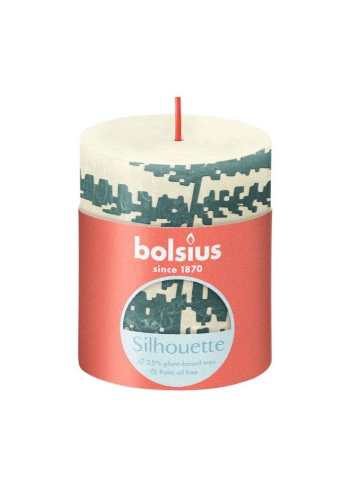 BOLSIUS Silhouette Small Pillar Candle Printed Soft Pearl - Image 1