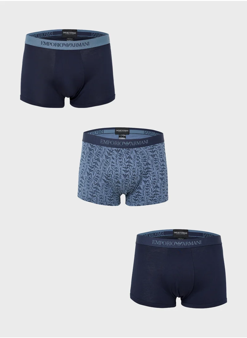 EMPORIO ARMANI 3 Pack Logo Band Trunks