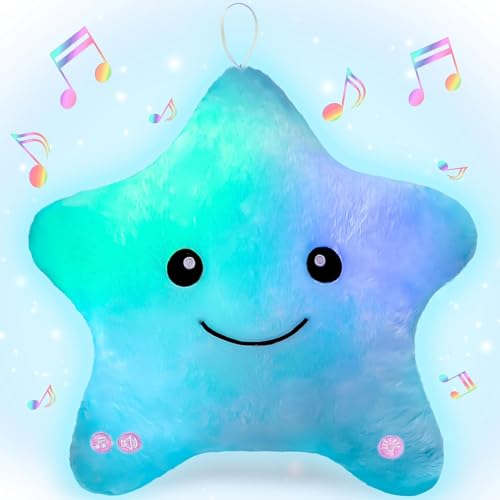 Subao Sensory Toys for Kids with Autism14 Soft Toddler Pillow With Light MusicPlush Star Night LightLight Up Adhd Autism Sensory ProductsBirthday Xmas Easter Gifts for Boys 3 4 5 6 7 8 9 10 Blue - Image 1