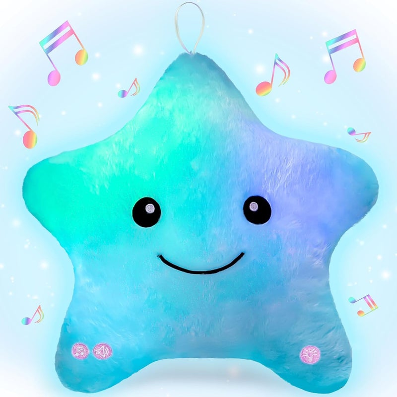 Subao Sensory Toys for Kids with Autism14 Soft Toddler Pillow With Light MusicPlush Star Night LightLight Up Adhd Autism Sensory ProductsBirthday Xmas Easter Gifts for Boys 3 4 5 6 7 8 9 10 Blue - Image 3