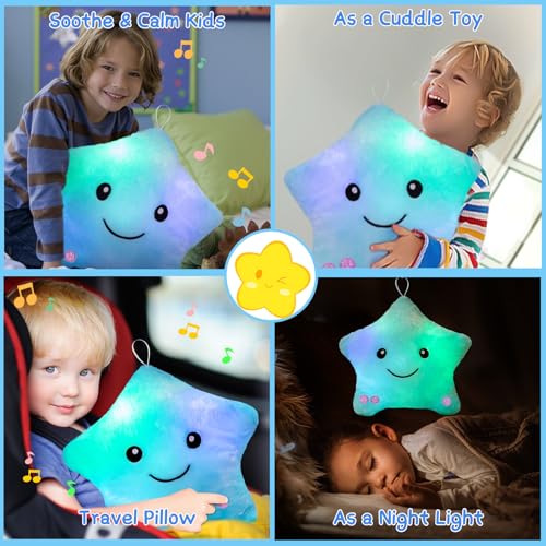 Subao Sensory Toys for Kids with Autism14 Soft Toddler Pillow With Light MusicPlush Star Night LightLight Up Adhd Autism Sensory ProductsBirthday Xmas Easter Gifts for Boys 3 4 5 6 7 8 9 10 Blue - Image 5