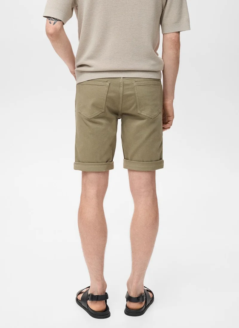 Mango Man Slim-Fit Denim Bermuda Shorts