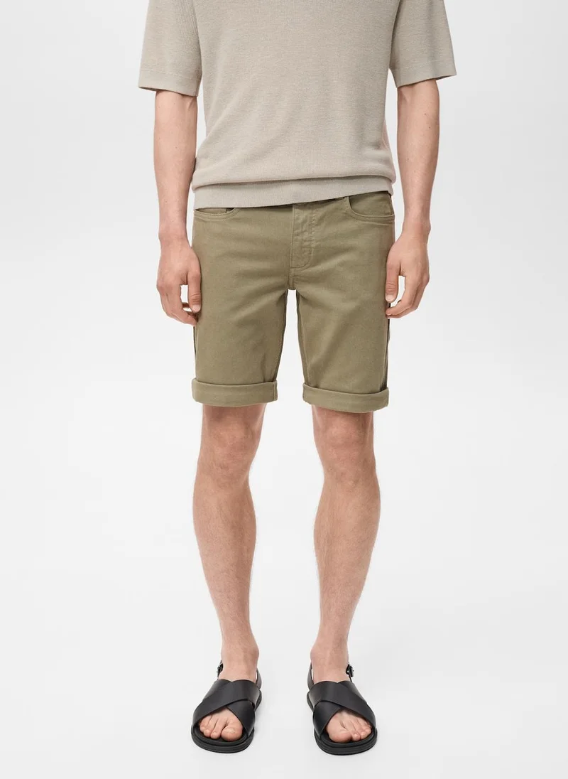 Mango Man Slim-Fit Denim Bermuda Shorts