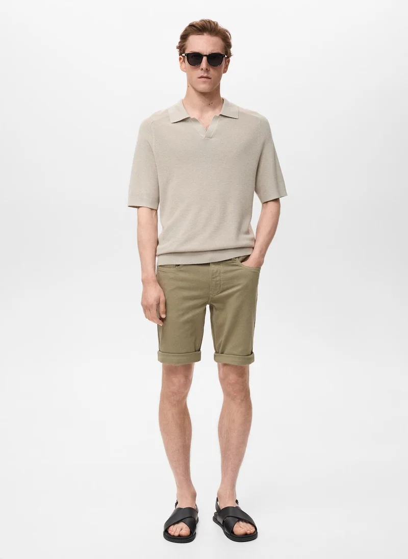 Mango Man Slim-Fit Denim Bermuda Shorts