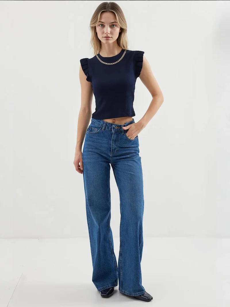 BIG DART BDART Embroidered Textured Crew Neck Blouse