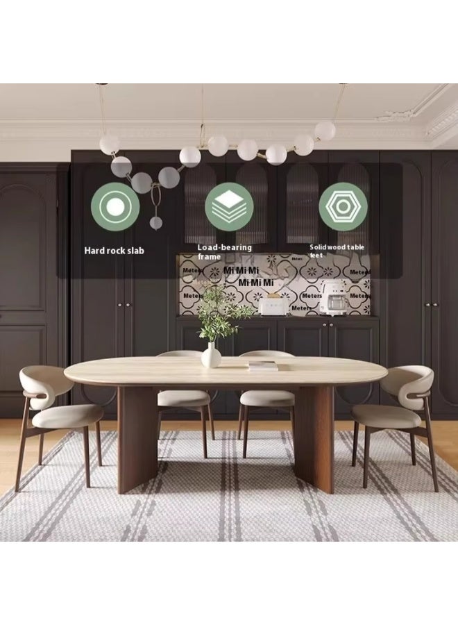 Wooden Twist Vienna Harmony 6 Seater Dining Table Set with Limestone Top (Off-White) - Image 3