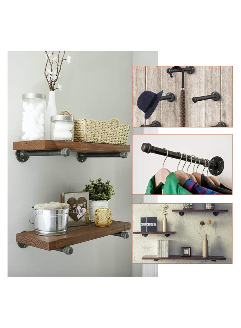 Zikra Black Floor with Threaded Hole, Malleable Iron Pipe for Industrial Vintage Style, DIY Project, Shelving Decoration, Furniture, 4PCS (1 Inch) - Image 2