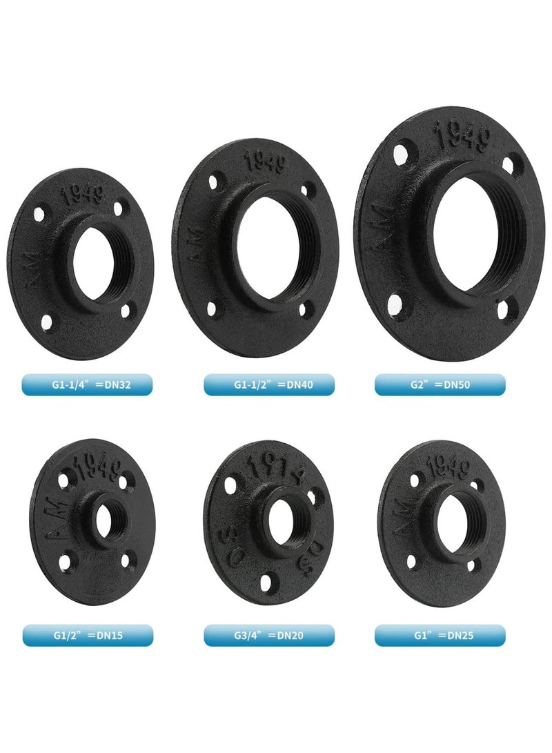 Zikra Black Floor with Threaded Hole, Malleable Iron Pipe for Industrial Vintage Style, DIY Project, Shelving Decoration, Furniture, 4PCS (1 Inch) - Image 5