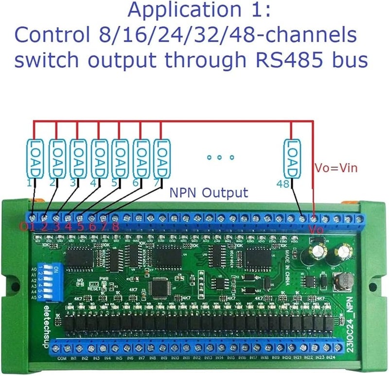48CH RS485 Remote IO Module PLC DI DO Expansion Board MODBUS RTU Protocol DIN Rail Box - Image 5
