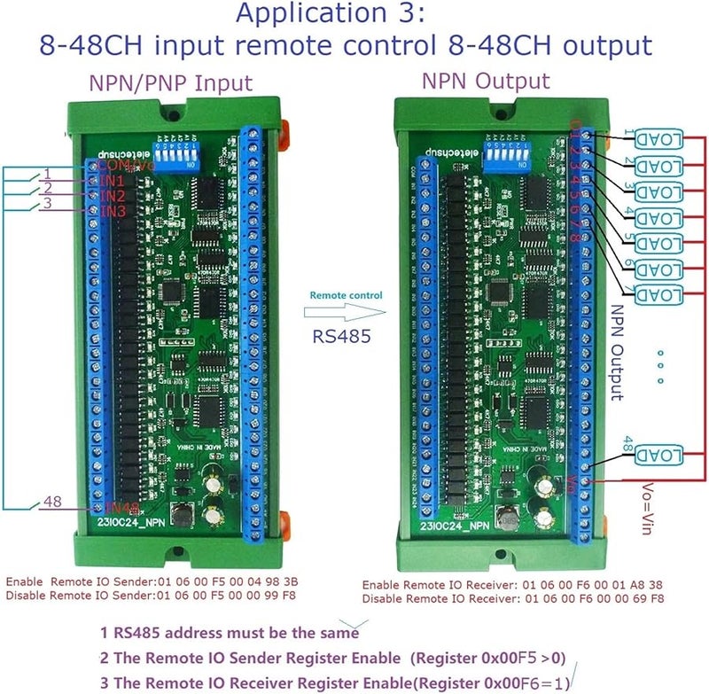 48CH RS485 Remote IO Module PLC DI DO Expansion Board MODBUS RTU Protocol DIN Rail Box - Image 4
