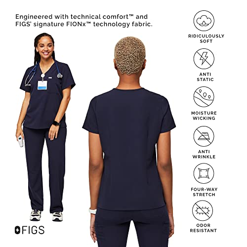 FIGS Catarina One-Pocket Scrub Top for Women — Navy Blue, XXS - Image 3