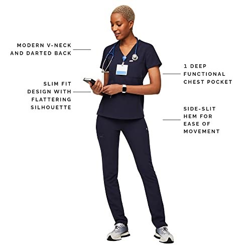 FIGS Catarina One-Pocket Scrub Top for Women — Navy Blue, XXS - Image 2