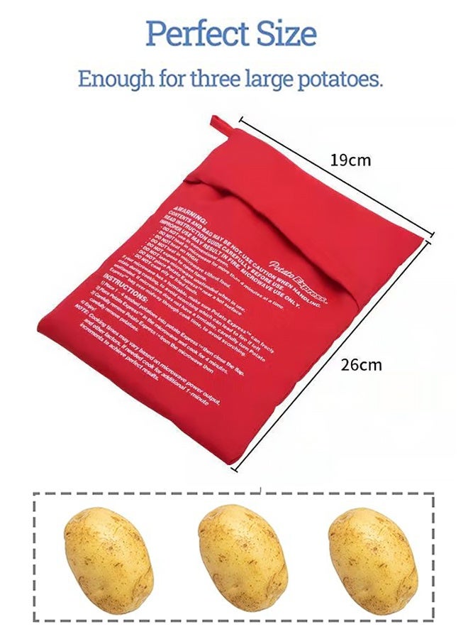 2 Pack Microwave Potato Bag, Reusable Express Microwave Potato Cooker Bag, Baked Potato Cooker Perfect Potatoes Red Baked Pouch - Image 2