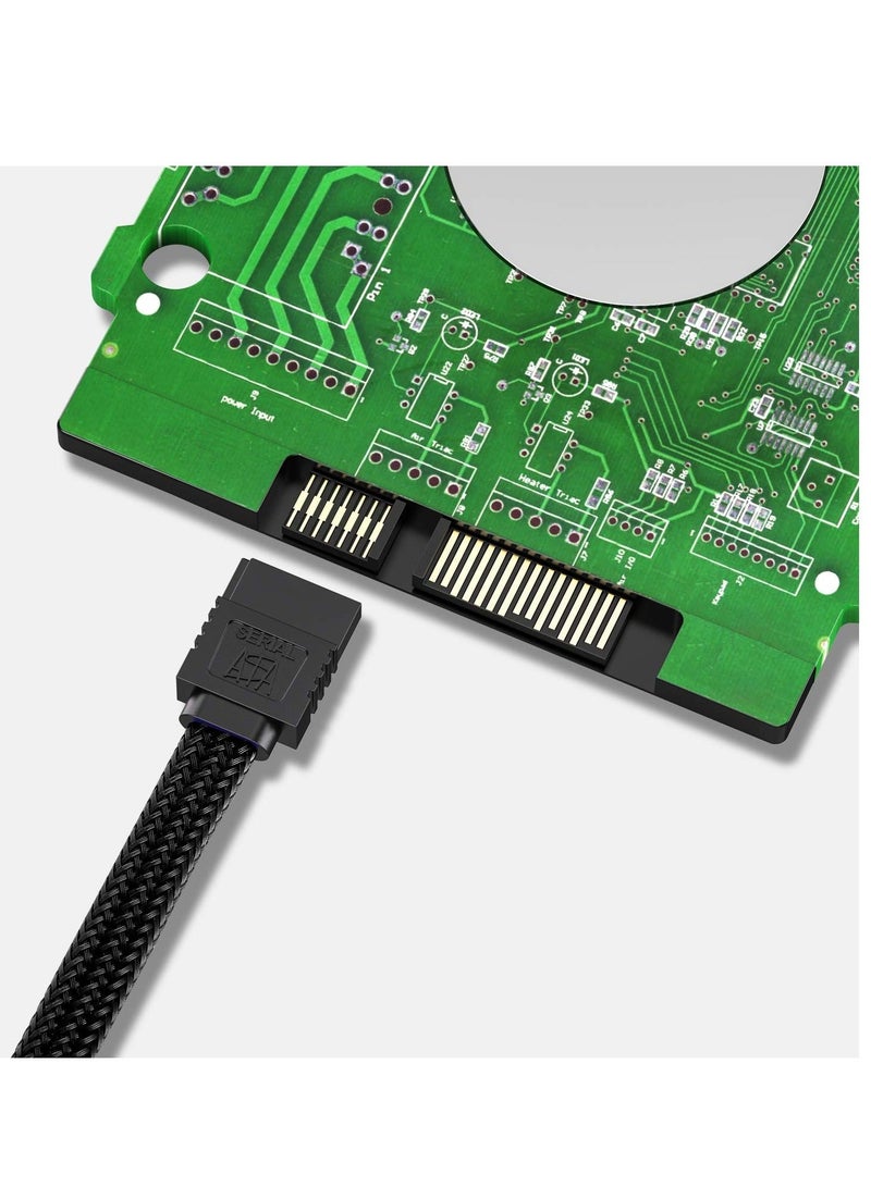 Captaintech SATA Cable, 5 Pack 90° Straight to Right 6Gbps HDD SDD SATA Data Cable with Locking Latch 50cm 18 Inch for SATA HDD, SSD, CD Driver, CD Writer (Black) - Image 4