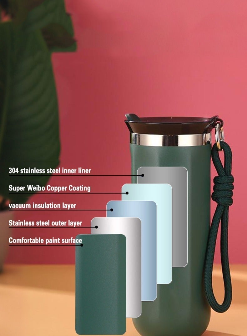 بيوينتي كوب قهوة سفر 500 مل فولاذ المقاوم للصدأ فراغ الجليد والمشروبات الساخنة معزولة الكأس للمكتب المنزلي الأعمال في الهواء الطلق (خضراء) - Image 5