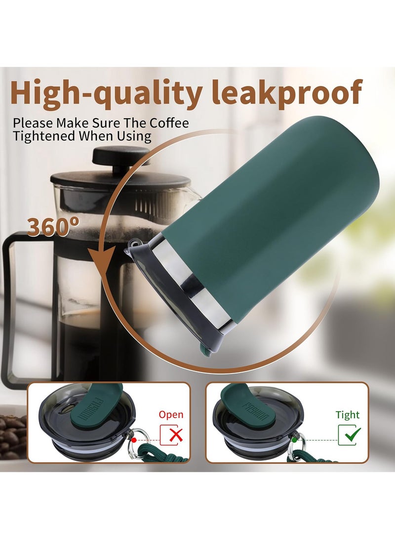 بيوينتي كوب قهوة سفر 500 مل فولاذ المقاوم للصدأ فراغ الجليد والمشروبات الساخنة معزولة الكأس للمكتب المنزلي الأعمال في الهواء الطلق (خضراء) - Image 3