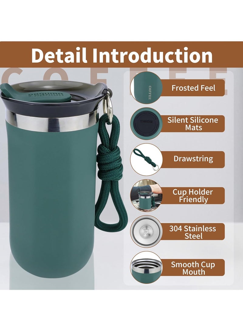 بيوينتي كوب قهوة سفر 500 مل فولاذ المقاوم للصدأ فراغ الجليد والمشروبات الساخنة معزولة الكأس للمكتب المنزلي الأعمال في الهواء الطلق (خضراء) - Image 4