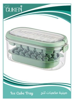 Ice Cube Tray, Easy Release 28pieces Cube Molds and 26pieces Circle Ball Ice Trays Bpa Free Stackble Spill Resistant Removable Molds with Portable Storage Ice Bucket, Ice Scoop Green
