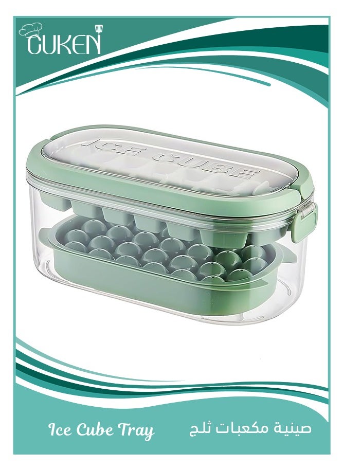 Cuken - Ice Cube Tray, Easy Release 28pieces Cube Molds and 26pieces Circle Ball Ice Trays Bpa Free Stackble Spill Resistant Removable Molds with Portable Storage Ice Bucket, Ice Scoop Green - Image 1