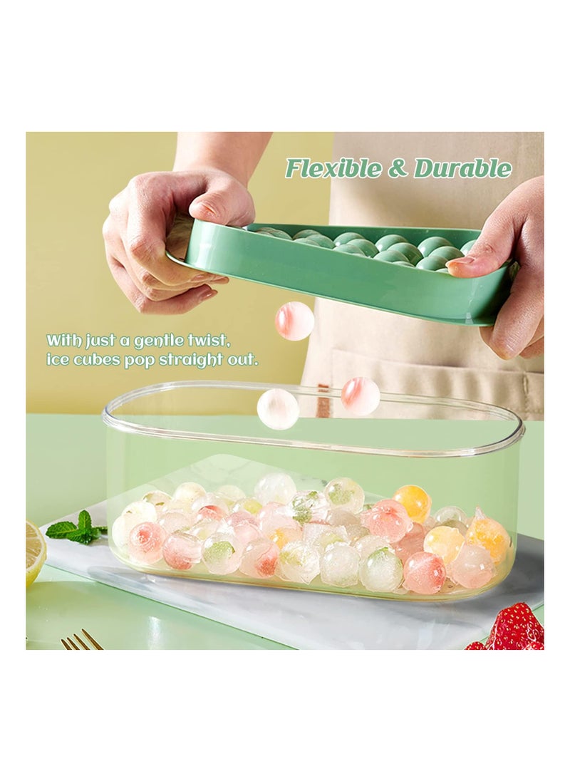 Cuken - Ice Cube Tray, Easy Release 28pieces Cube Molds and 26pieces Circle Ball Ice Trays Bpa Free Stackble Spill Resistant Removable Molds with Portable Storage Ice Bucket, Ice Scoop Green - Image 1