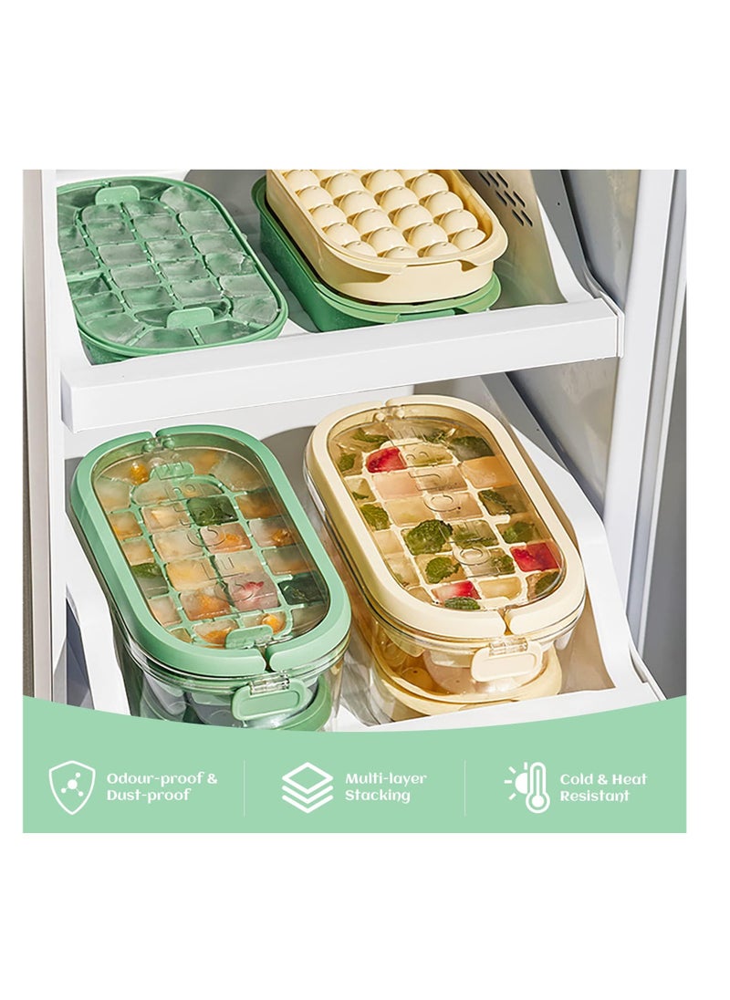 Cuken - Ice Cube Tray, Easy Release 28pieces Cube Molds and 26pieces Circle Ball Ice Trays Bpa Free Stackble Spill Resistant Removable Molds with Portable Storage Ice Bucket, Ice Scoop Green - Image 1