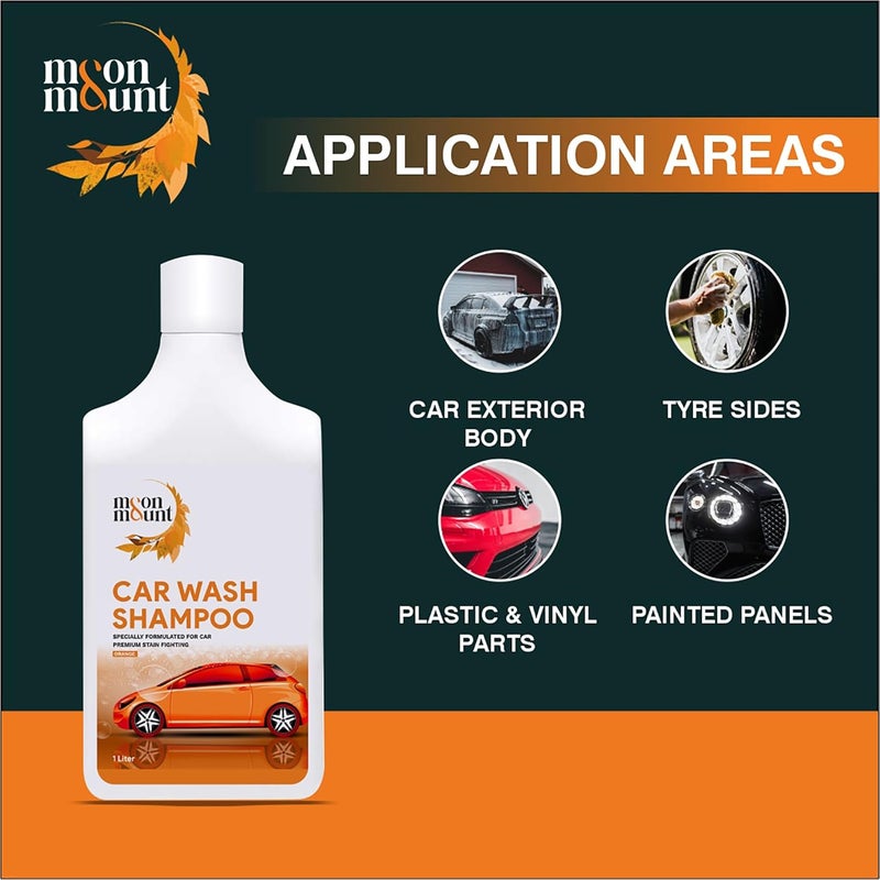 Moon & Mount Car Shampoo 1L - Orange Scent, High Foam pH Balanced Wash for Cars, Bikes, Trucks, Protective Shine - Great Indian Festival 2025 Diwali Car Care - Image 3