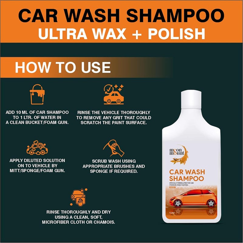 Moon & Mount Car Shampoo 1L - Orange Scent, High Foam pH Balanced Wash for Cars, Bikes, Trucks, Protective Shine - Great Indian Festival 2025 Diwali Car Care - Image 4