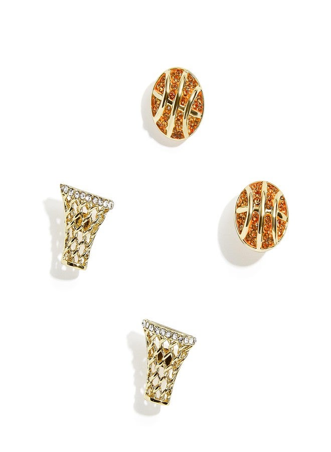 BaubleBar Three Pointer Earring Set - Fun Basketball and Hoop Statement Earrings, Novelty Earrings for Women, Costume Jewelry - Image 1