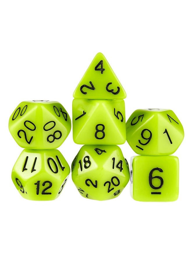 Wiz Dice Wiz Dice Sticky Ichor Set of 7 Polyhedral Dice, Solid Neon Green Tabletop RPG Dice with Clear Display Box  - Image 1
