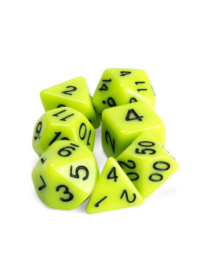 Wiz Dice Wiz Dice Sticky Ichor Set of 7 Polyhedral Dice, Solid Neon Green Tabletop RPG Dice with Clear Display Box  - Image 2