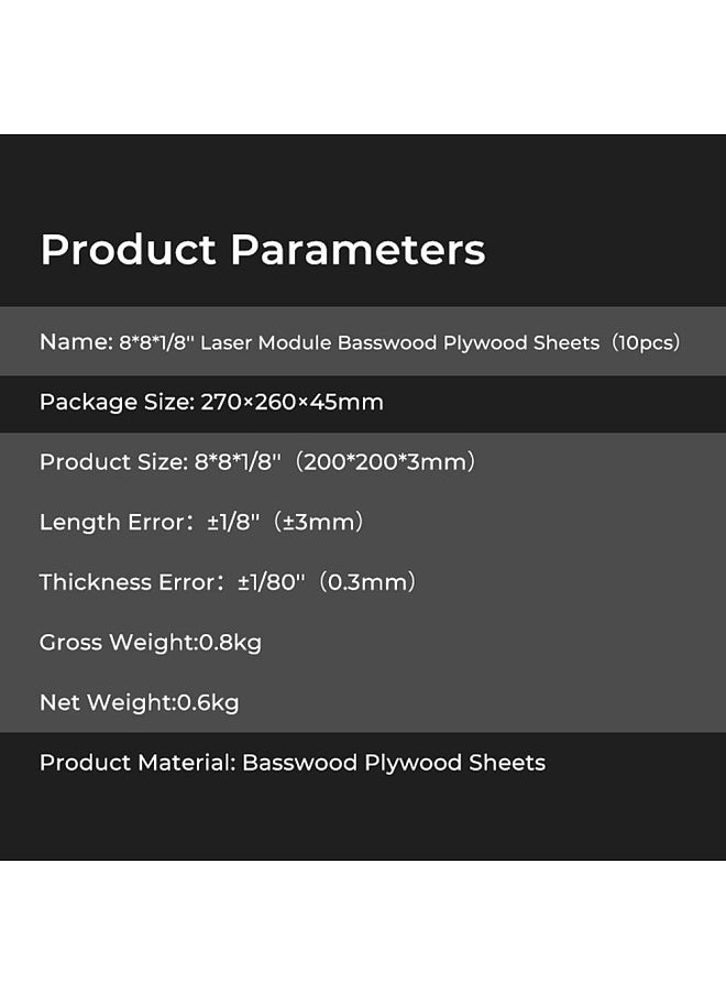 Creality 3D Laser 10pcs Module Basswood Plywood Sheets 8x8x1/8'' Wood Pieces Materials Suitable for laser Engraving and Carving DIY Projects   Home Decoration  - Image 5