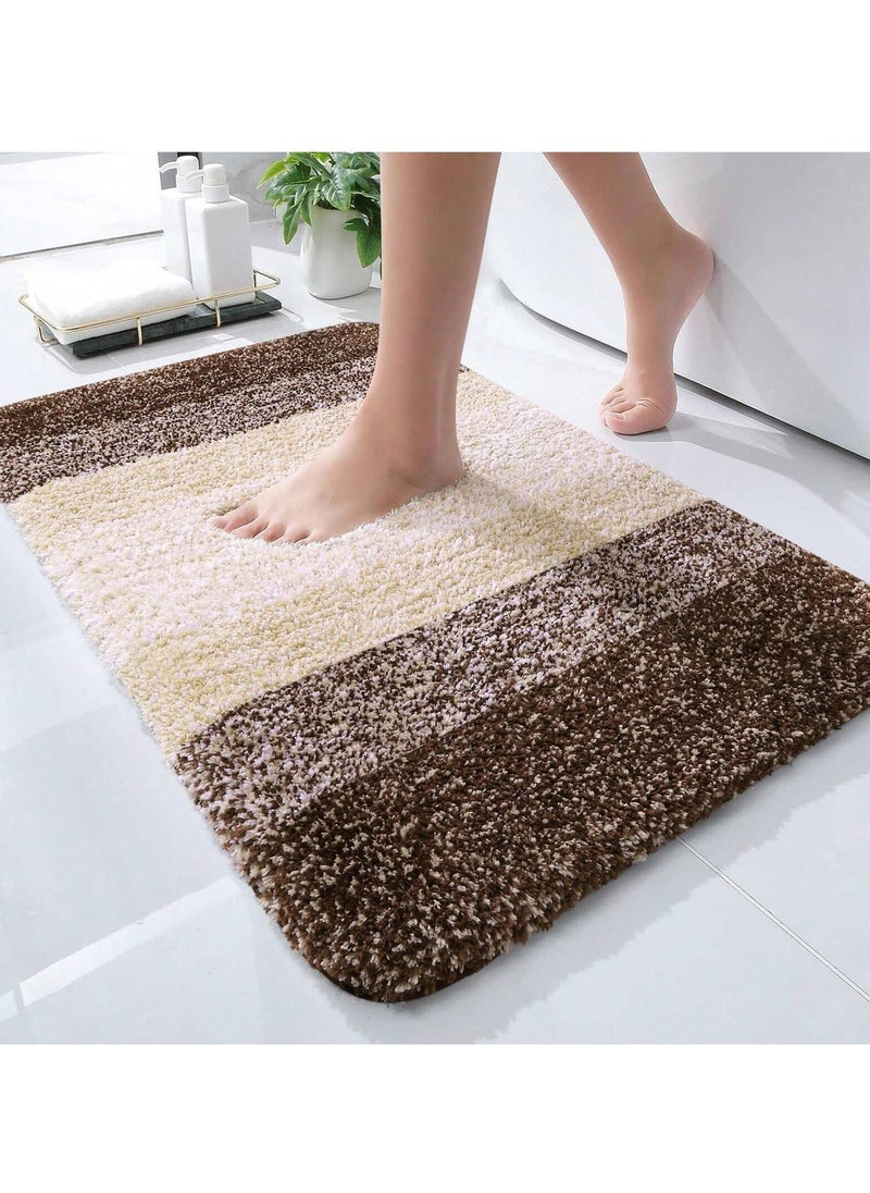 TYCOM Bathroom Rugs Bath Mat 51x76cm Non-Slip Fluffy Soft Plush Microfiber Shower Carpet Rug Machine Washable Quick Dry Ultra Bath Mats for Tub Bathroom and Shower Coffee Brown.  - Image 1